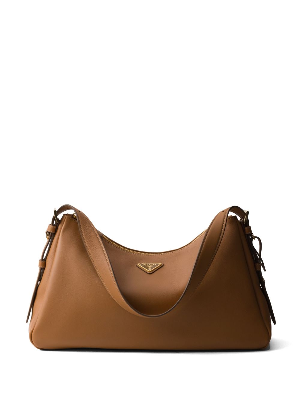 Prada 大号三角形logo单肩包 - 褐色