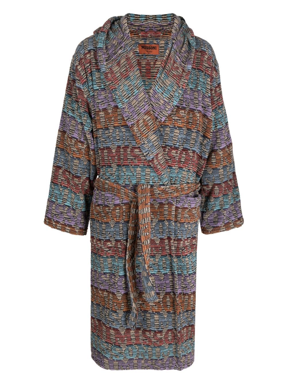 Missoni Home 条纹毛巾布连帽浴袍 - 蓝色