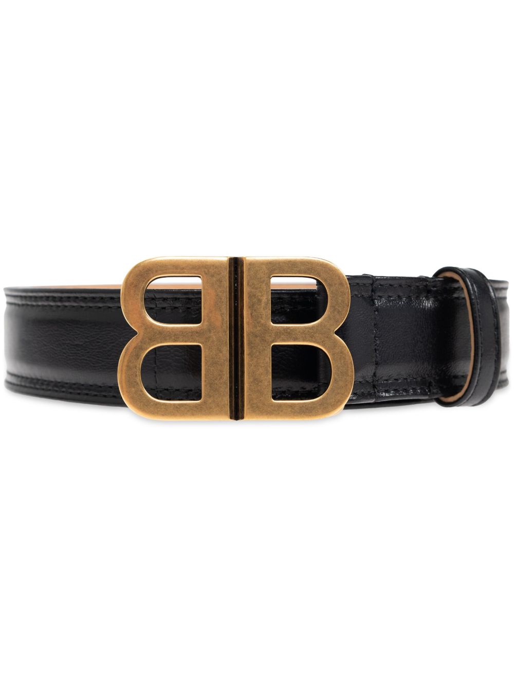 Balenciaga BB 皮质腰带 - 黑色