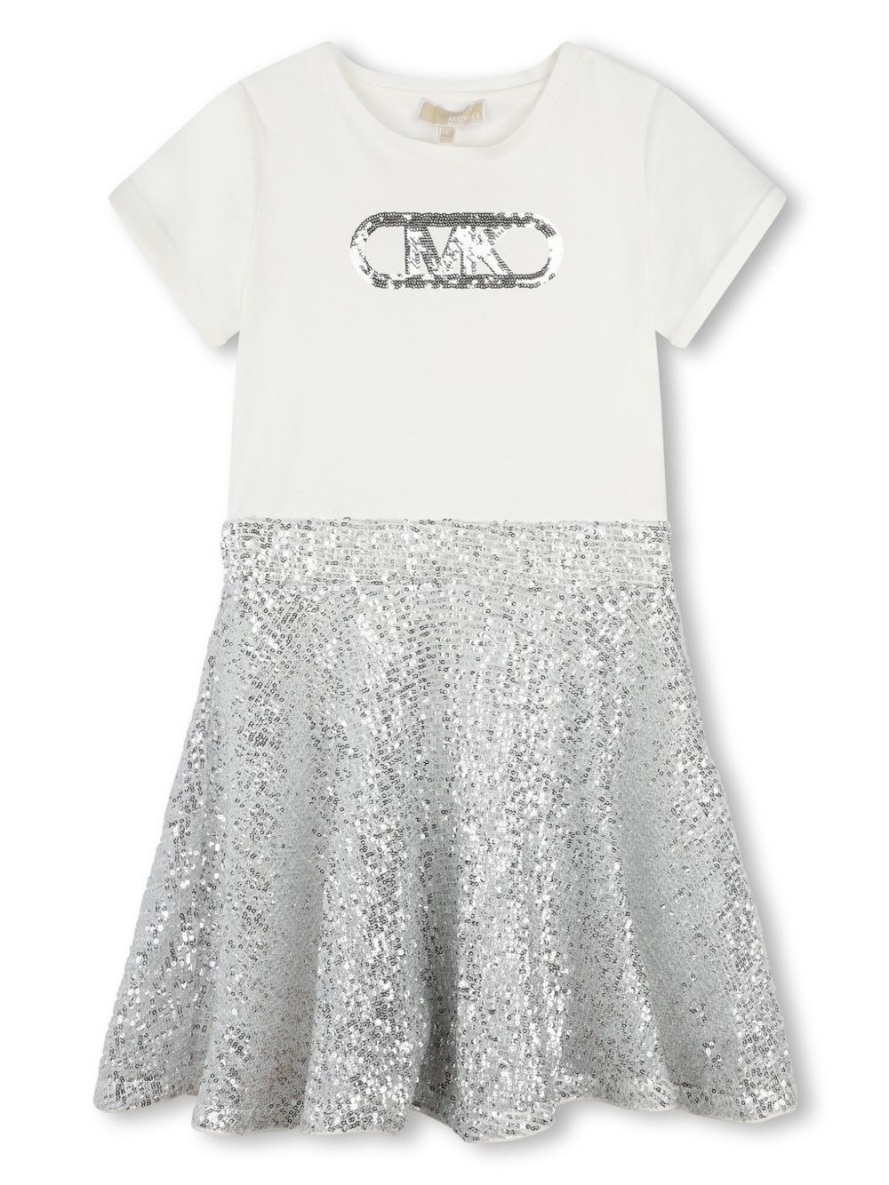 Michael Kors Kids 亮片缀饰棉连衣裙 - 银色