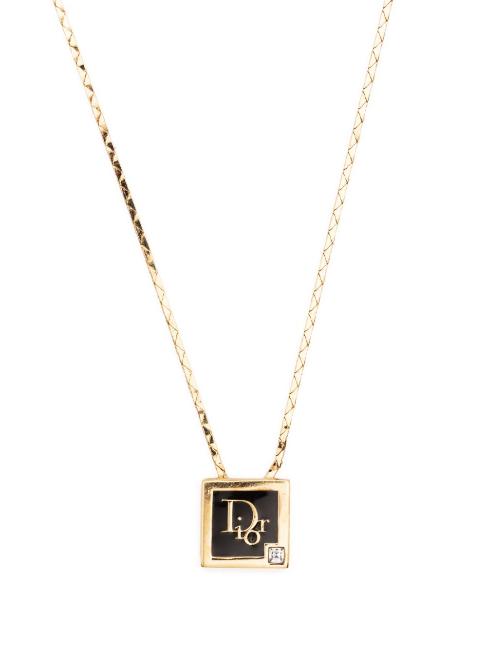 Christian Dior Pre-Owned logo吊饰链式项链（1980年代典藏款） - 金色
