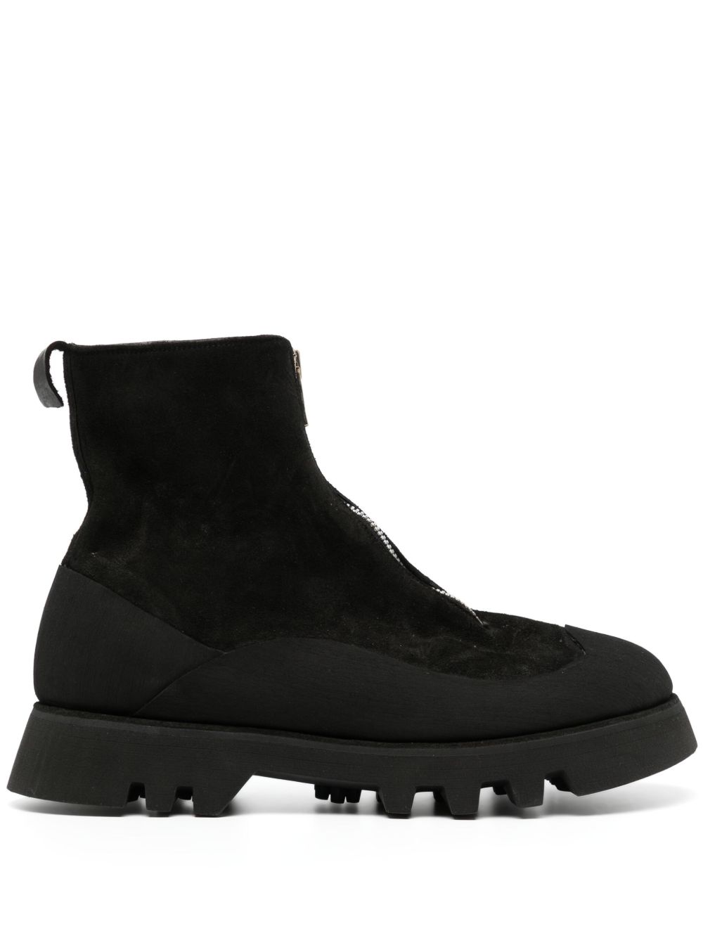 Guidi 拉链开合皮质短靴 - 黑色