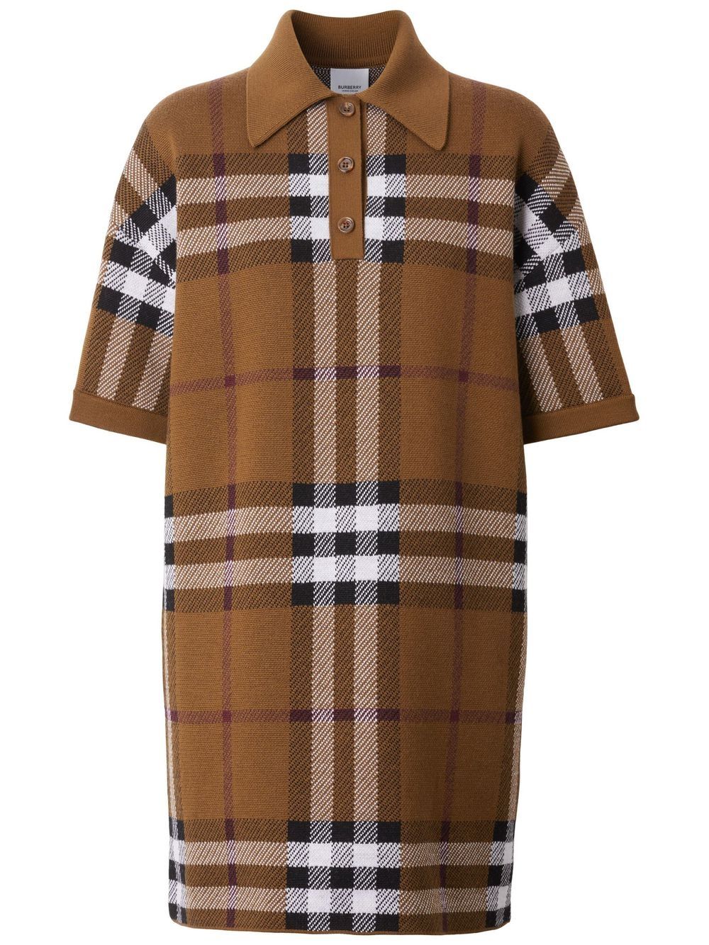 Burberry 格纹提花polo衫式连衣裙 - 褐色