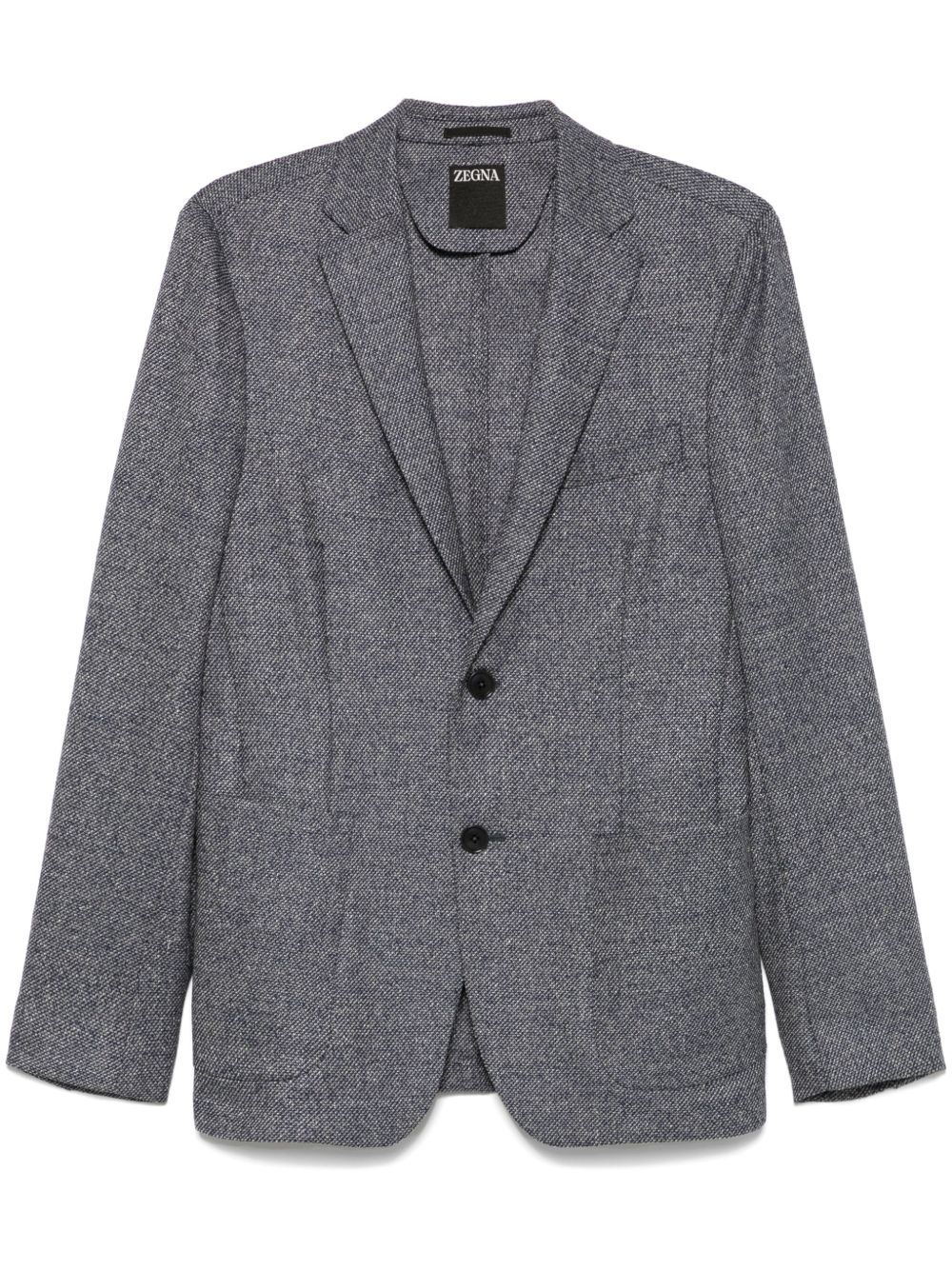Zegna 混色效果西装夹克 - 蓝色
