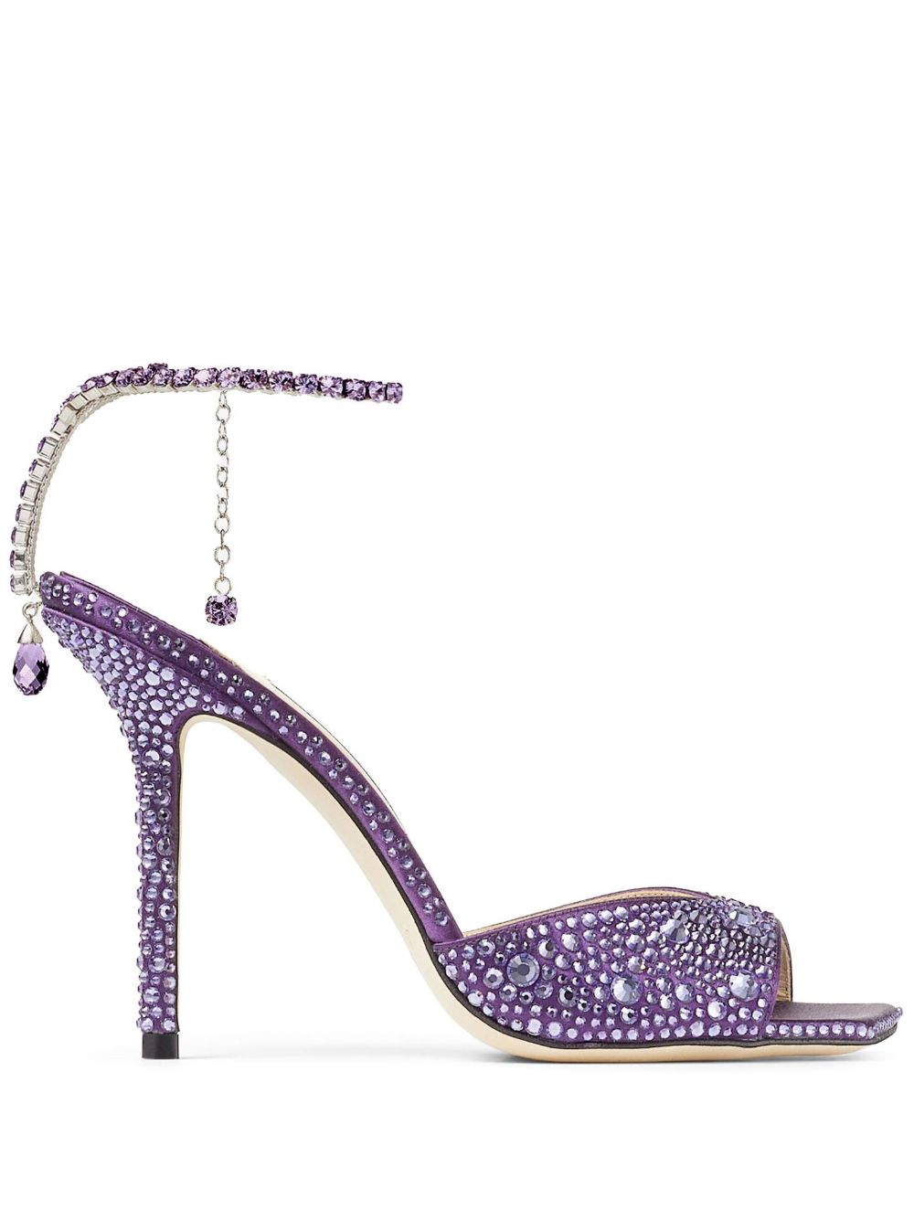 Jimmy Choo Saeda 晶饰高跟凉鞋 - 紫色