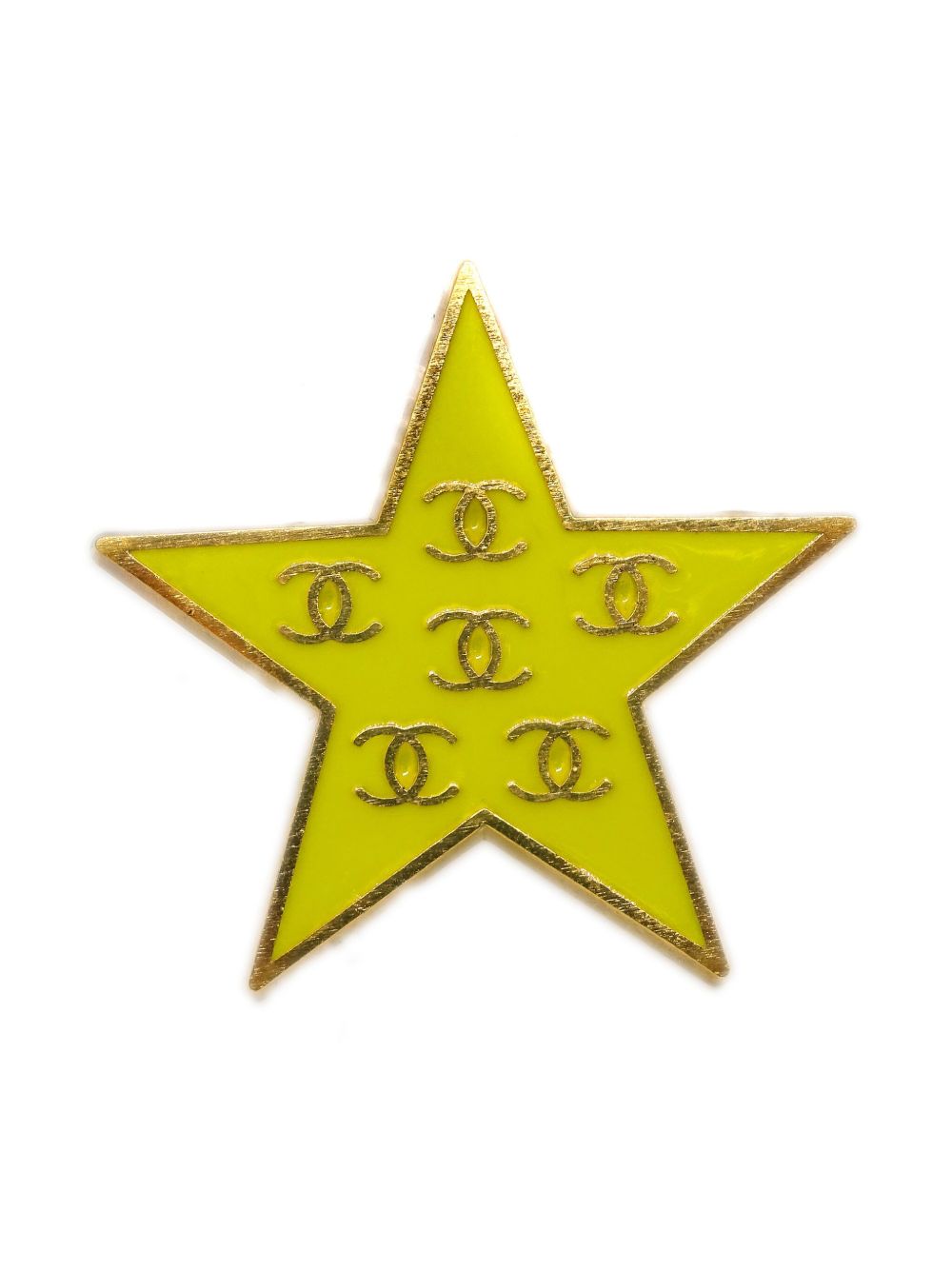 CHANEL Pre-Owned CC 压纹星星胸针（2001年典藏款） - 金色
