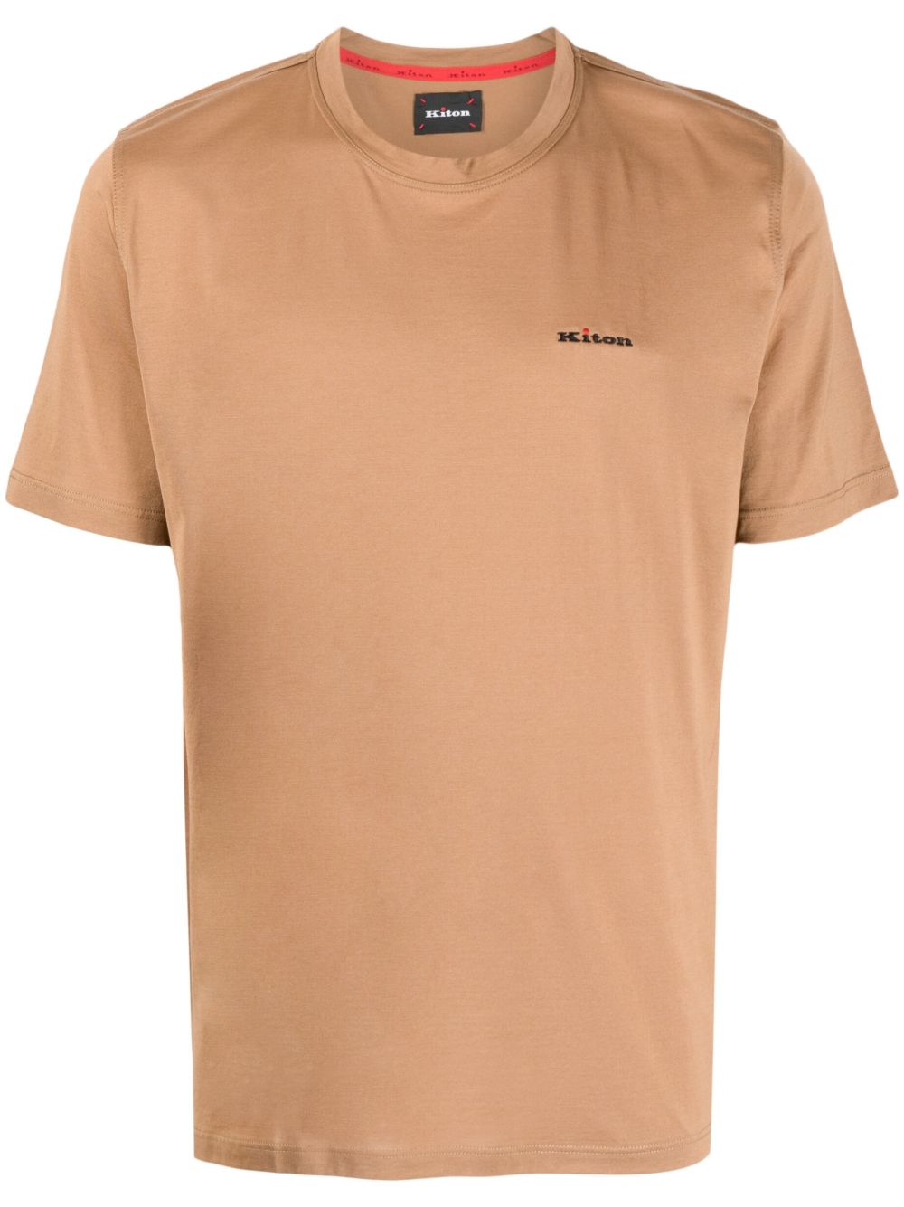 Kiton logo印花棉T恤 - 褐色