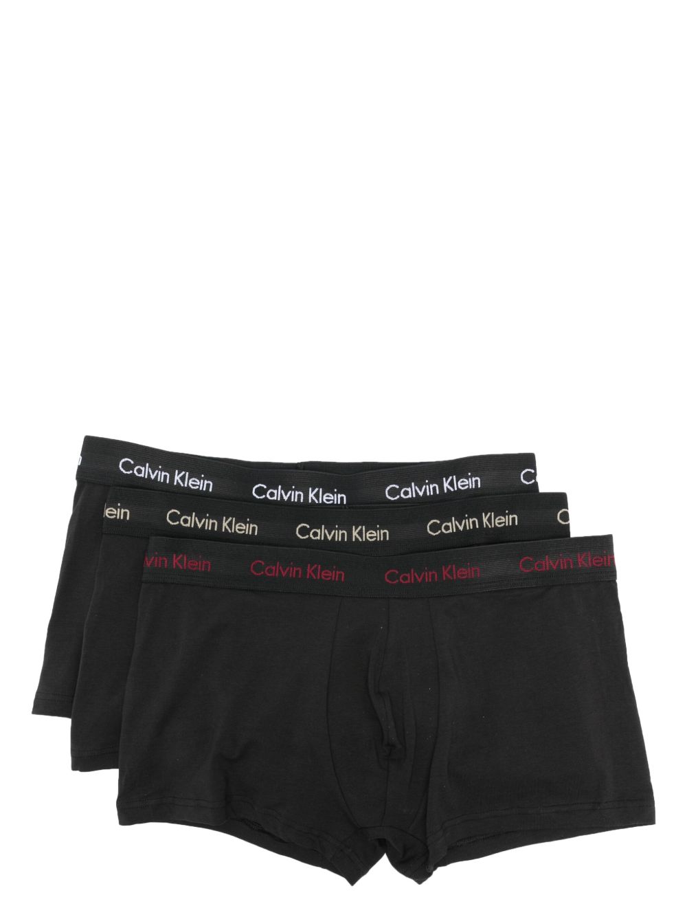 Calvin Klein logo腰边四角裤（三件装） - 黑色