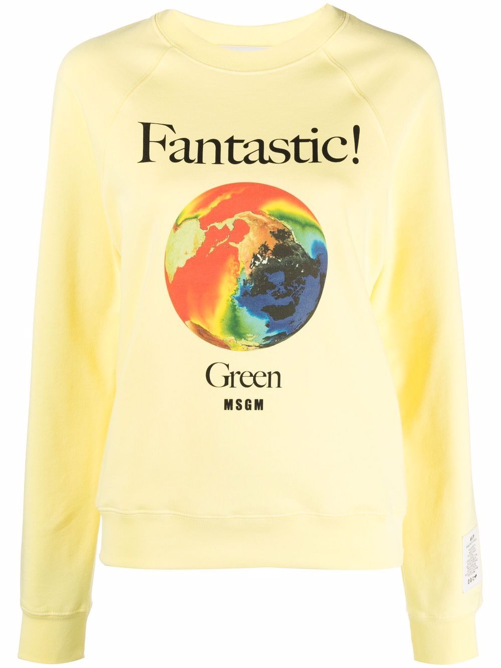 MSGM Fantastic logo印花圆领卫衣 - 黄色