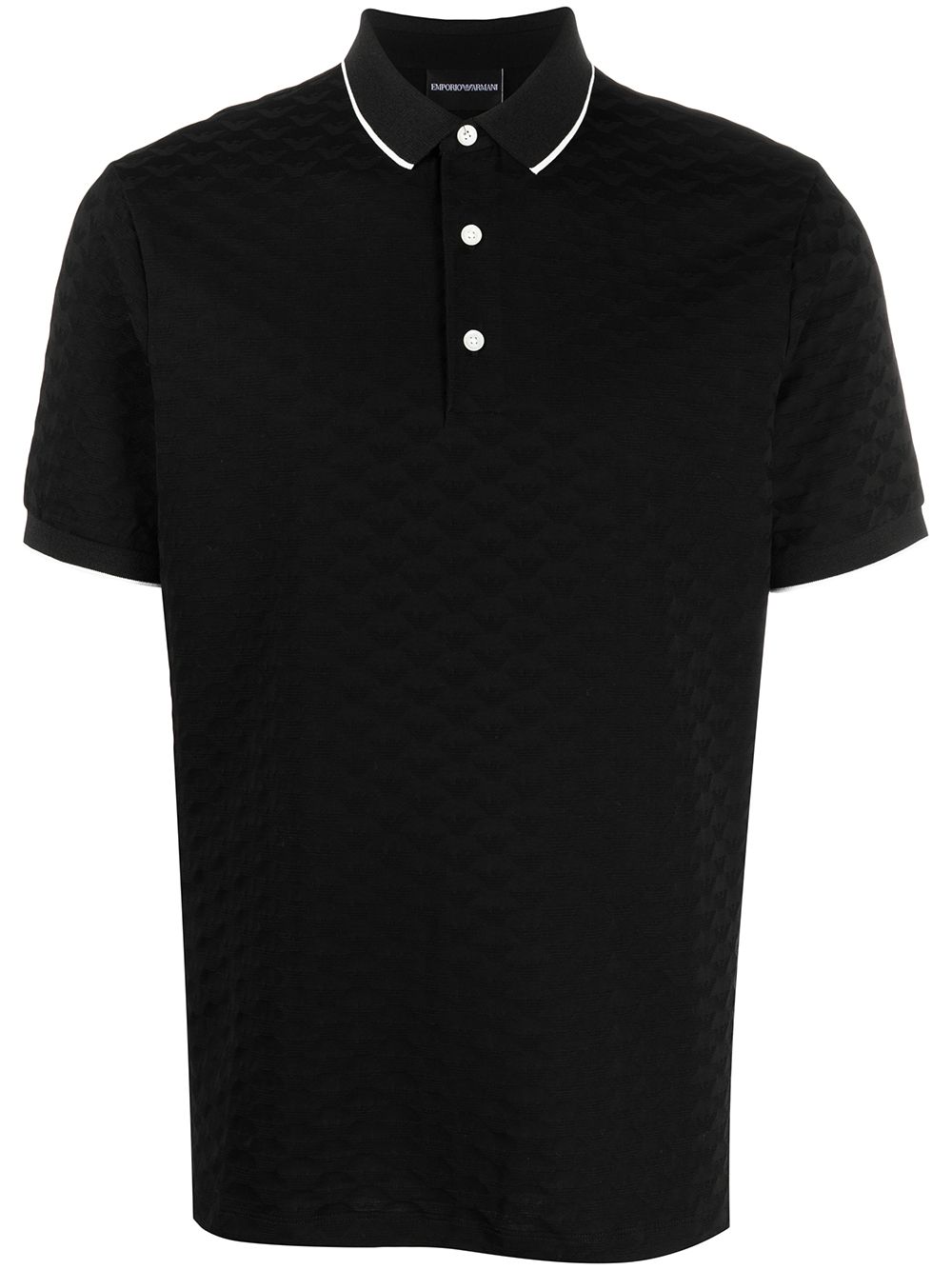Emporio Armani logo刺绣polo衫 - 黑色