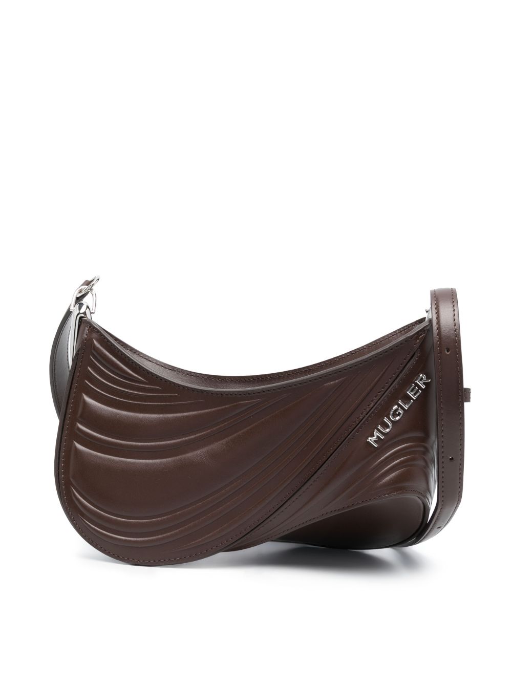 Mugler Spiral Curve 01 压纹小号斜挎包 - 褐色