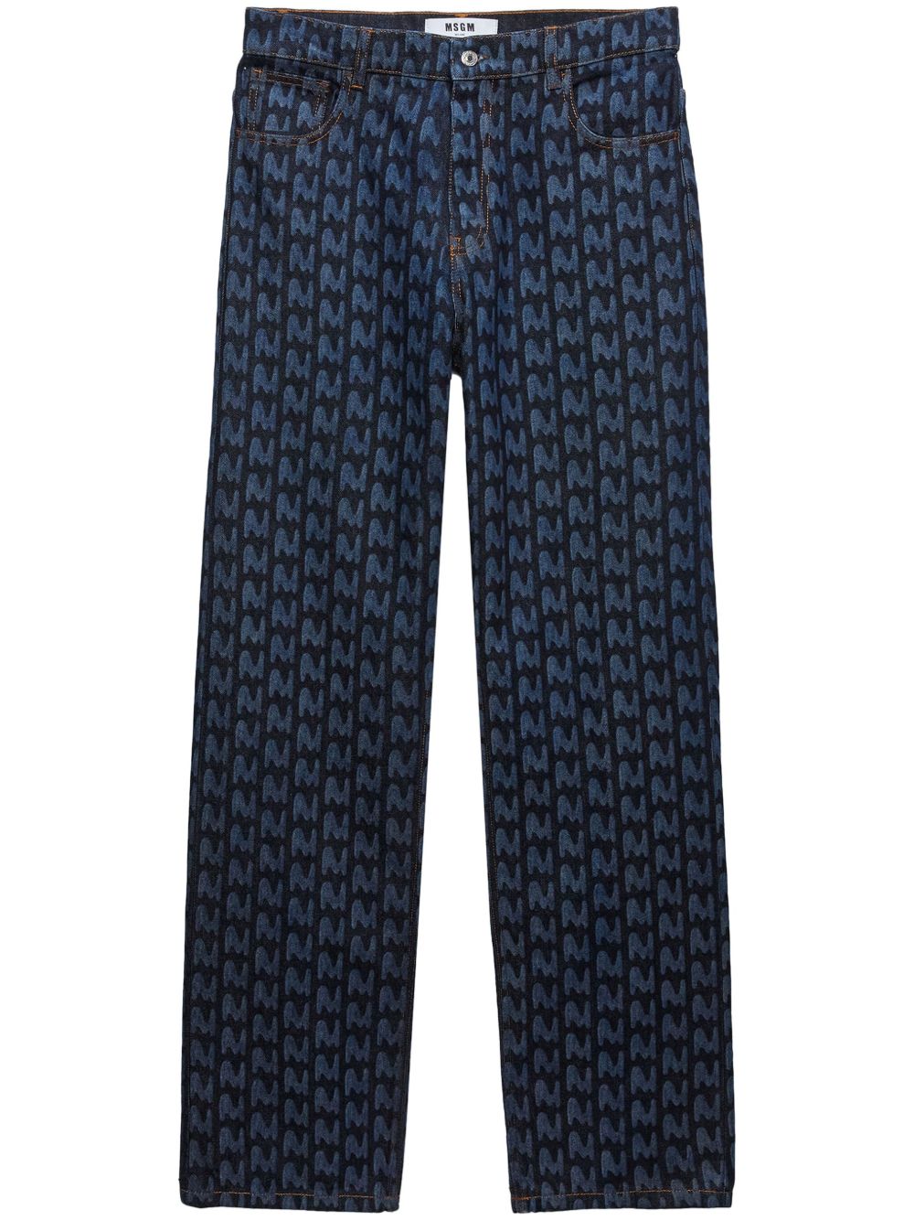 MSGM 经典logo印花棉牛仔裤 - 蓝色