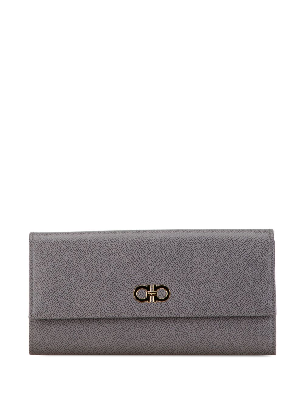 Ferragamo Pre-Owned Gancini 皮质长款钱包（2010-2020年典藏款） - 灰色