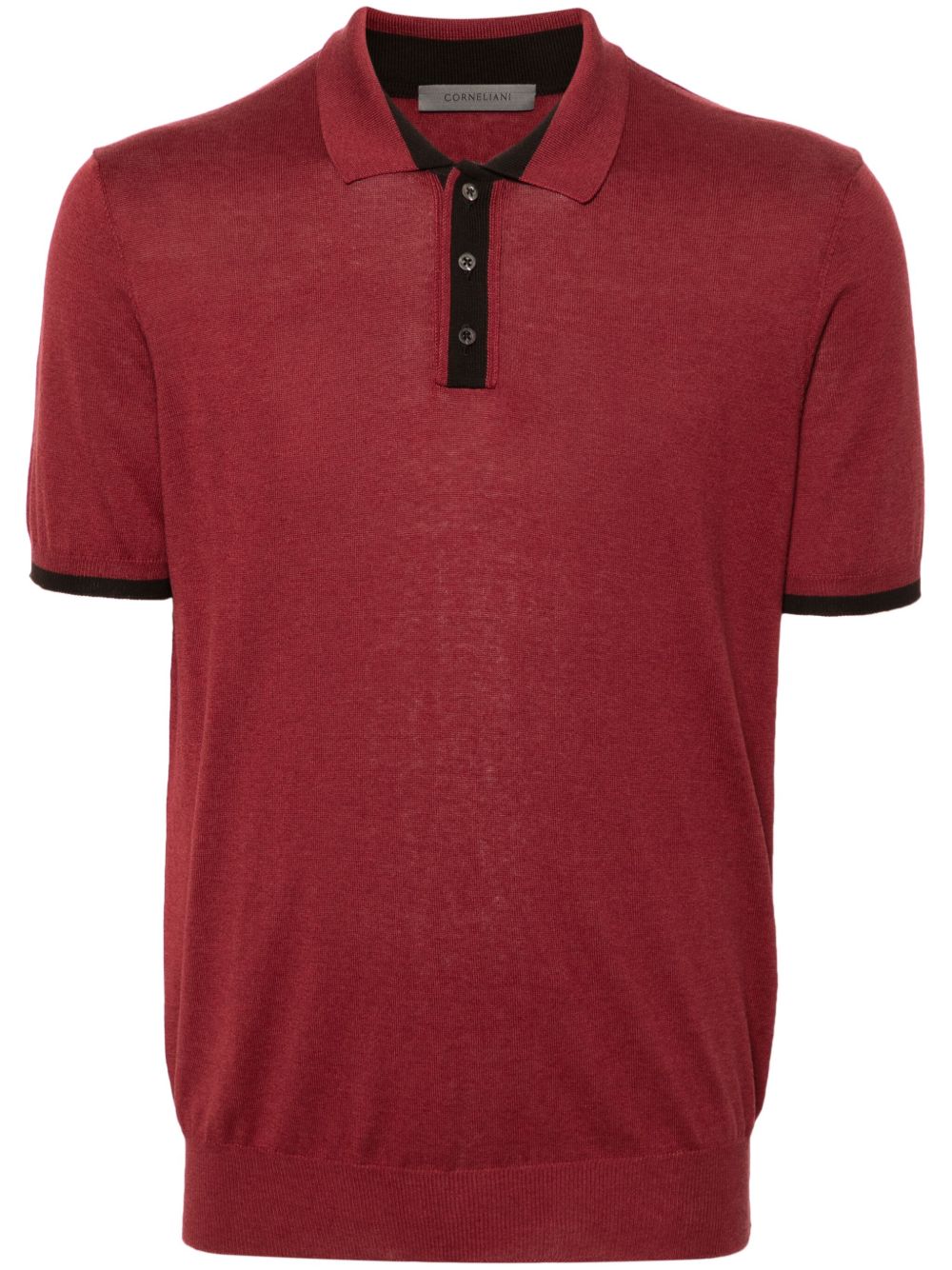 Corneliani 条纹边饰polo衫 - 红色