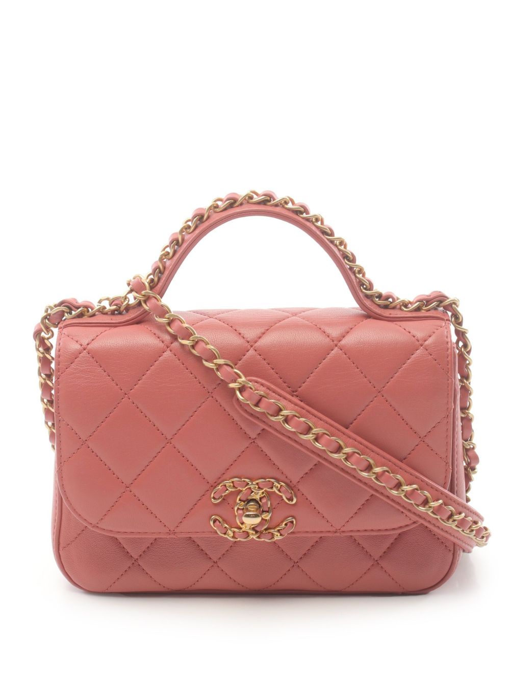 CHANEL Pre-Owned 马特拉塞凸纹皮质单肩包（2019年典藏款） - 粉色