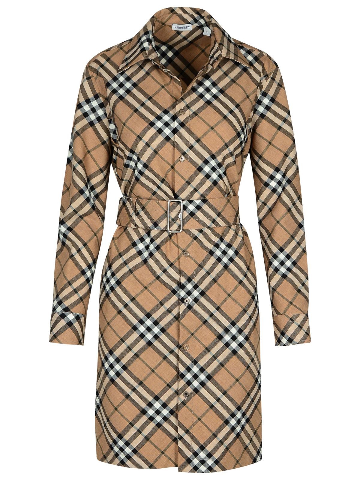 Burberry 格纹连衣裙 米色羊毛混纺