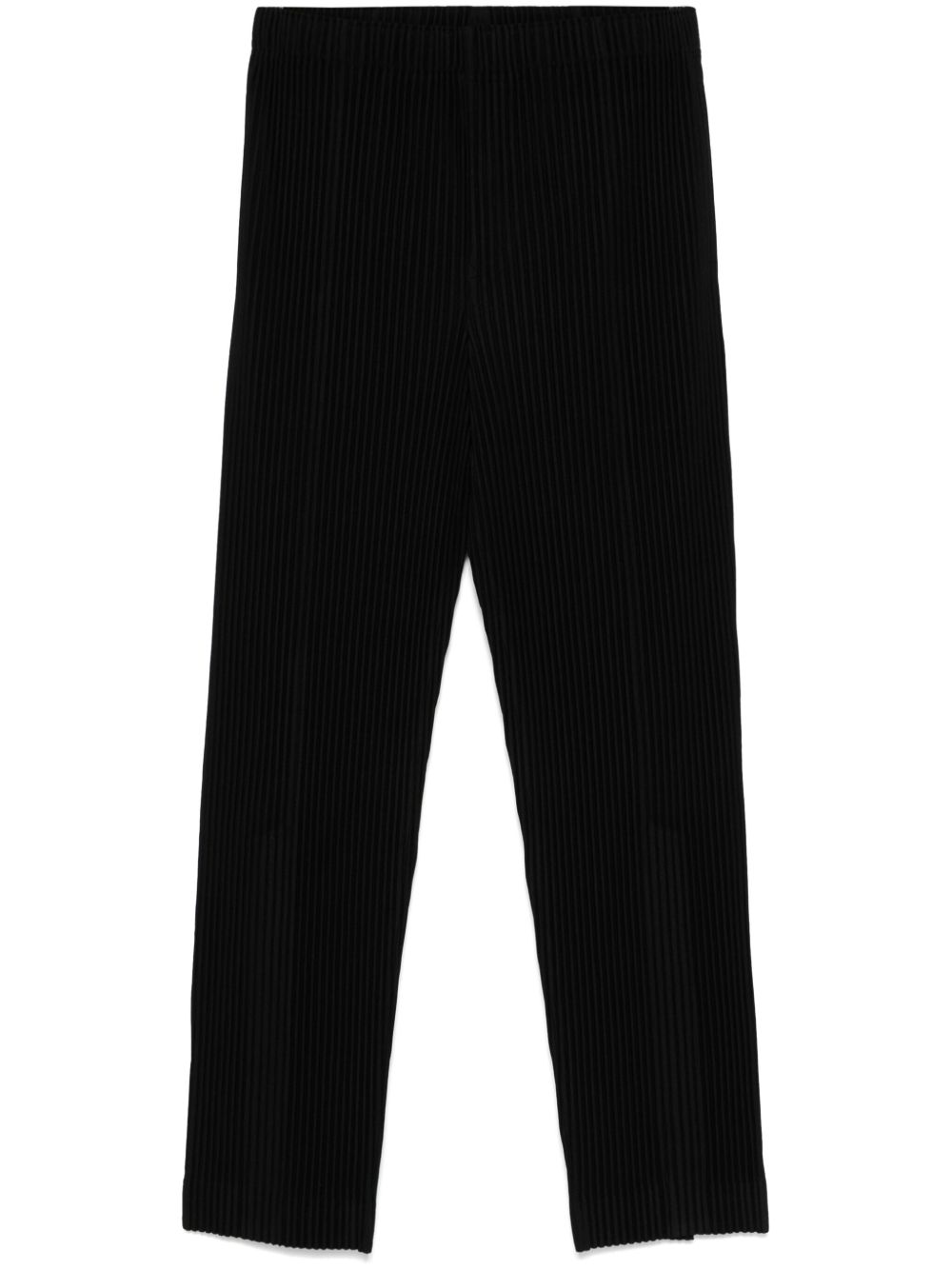 Homme Plissé Issey Miyake 细褶效果长裤 - 黑色