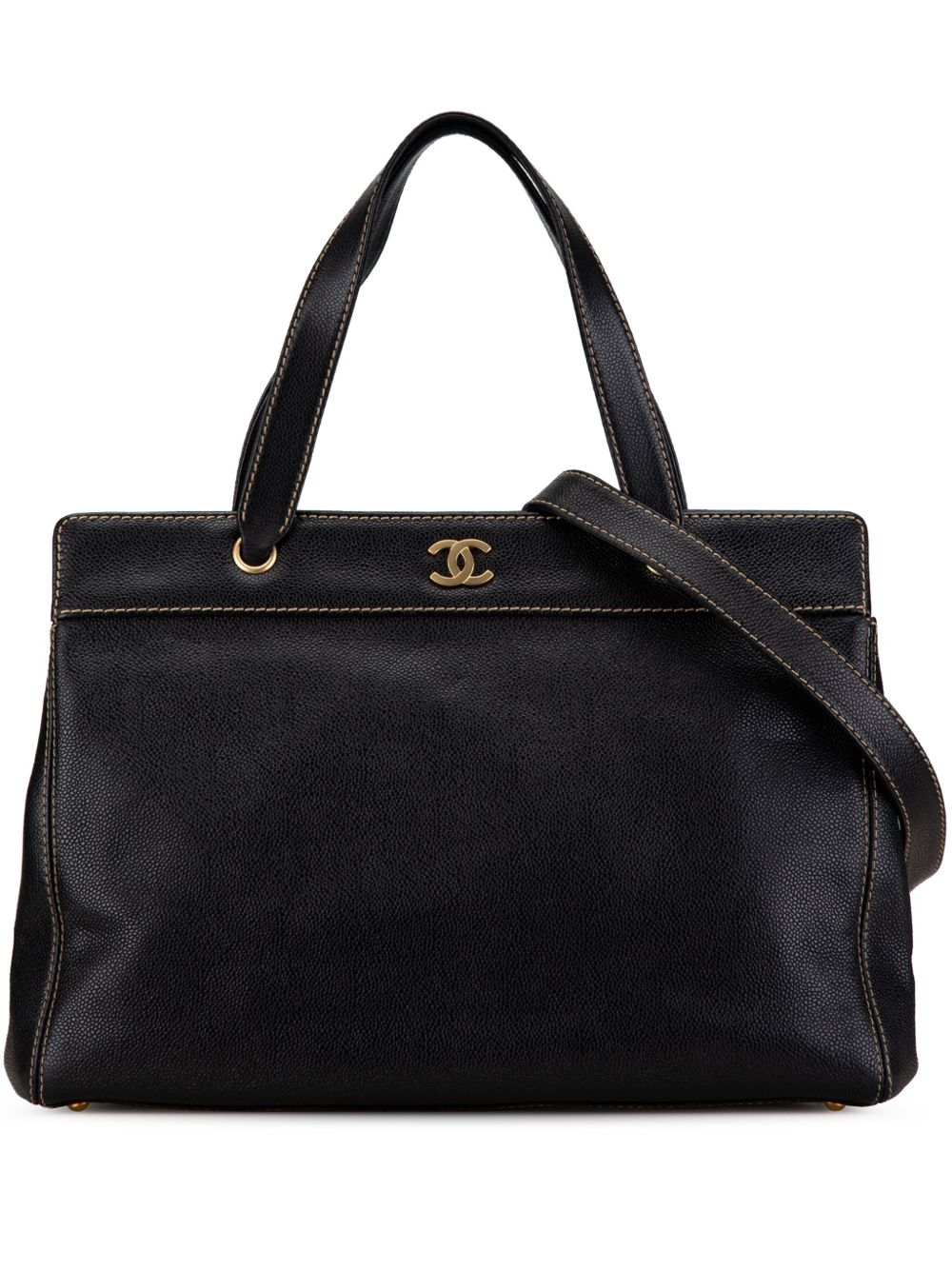 CHANEL Pre-Owned Caviar Executive 斜挎包（2002-2003年典藏款） - 黑色
