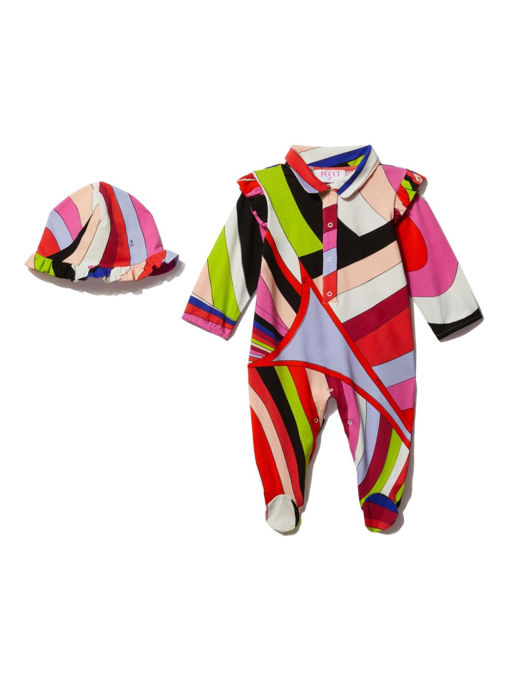 PUCCI Junior Iride 印花连体衣套装 - 红色