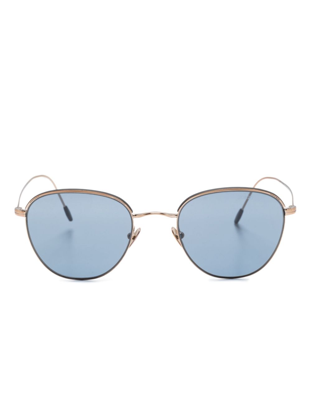 Giorgio Armani logo雕刻圆框太阳眼镜 - 金色