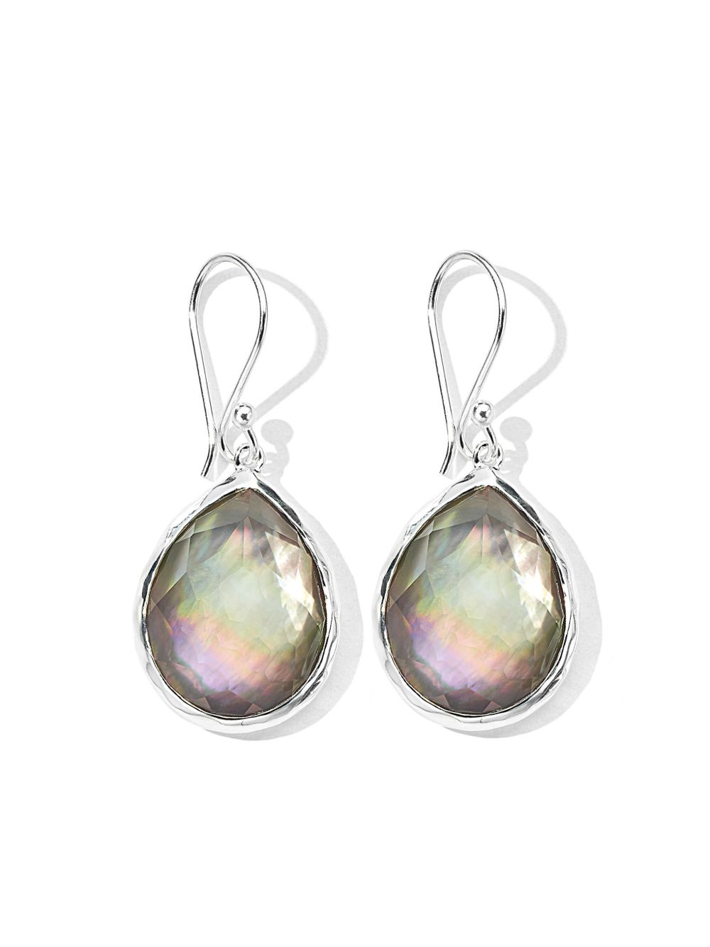 IPPOLITA Rock Candy® Mini Teardrop 纯银黑贝壳耳环 - 银色