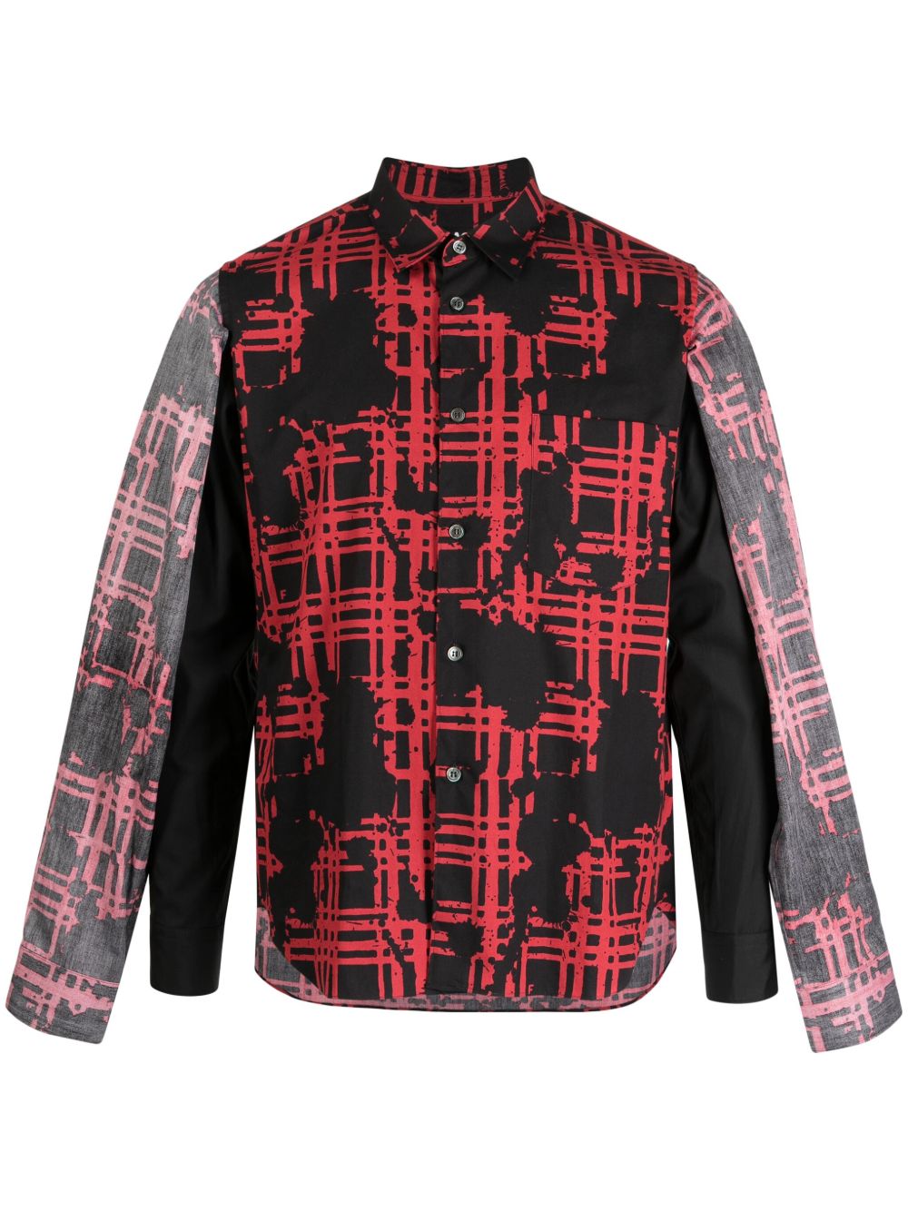 Black Comme Des Garçons 图案印花棉衬衫 - 红色