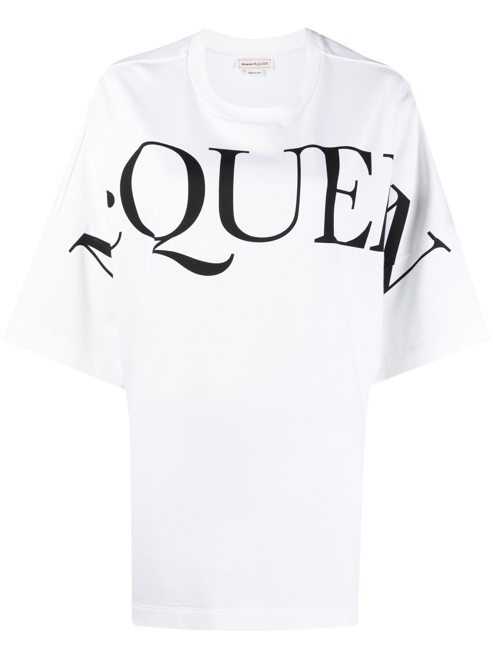 Alexander McQueen 亚历山大·麦昆 logo印花超大款棉T恤 - 白色