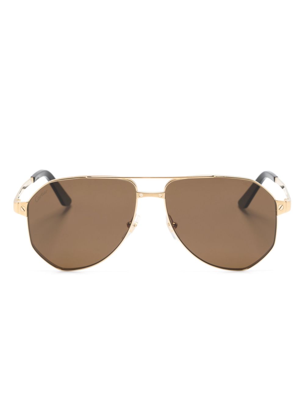 Cartier Eyewear Santos de Cartier 飞行员太阳眼镜 - 金色