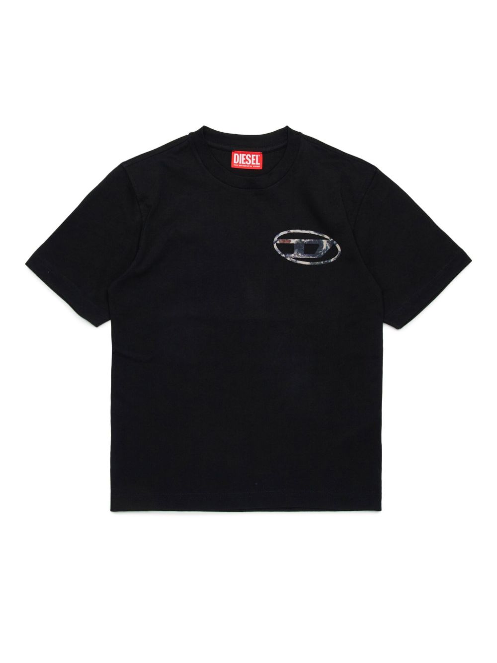 Diesel Kids logo印花棉T恤 - 黑色