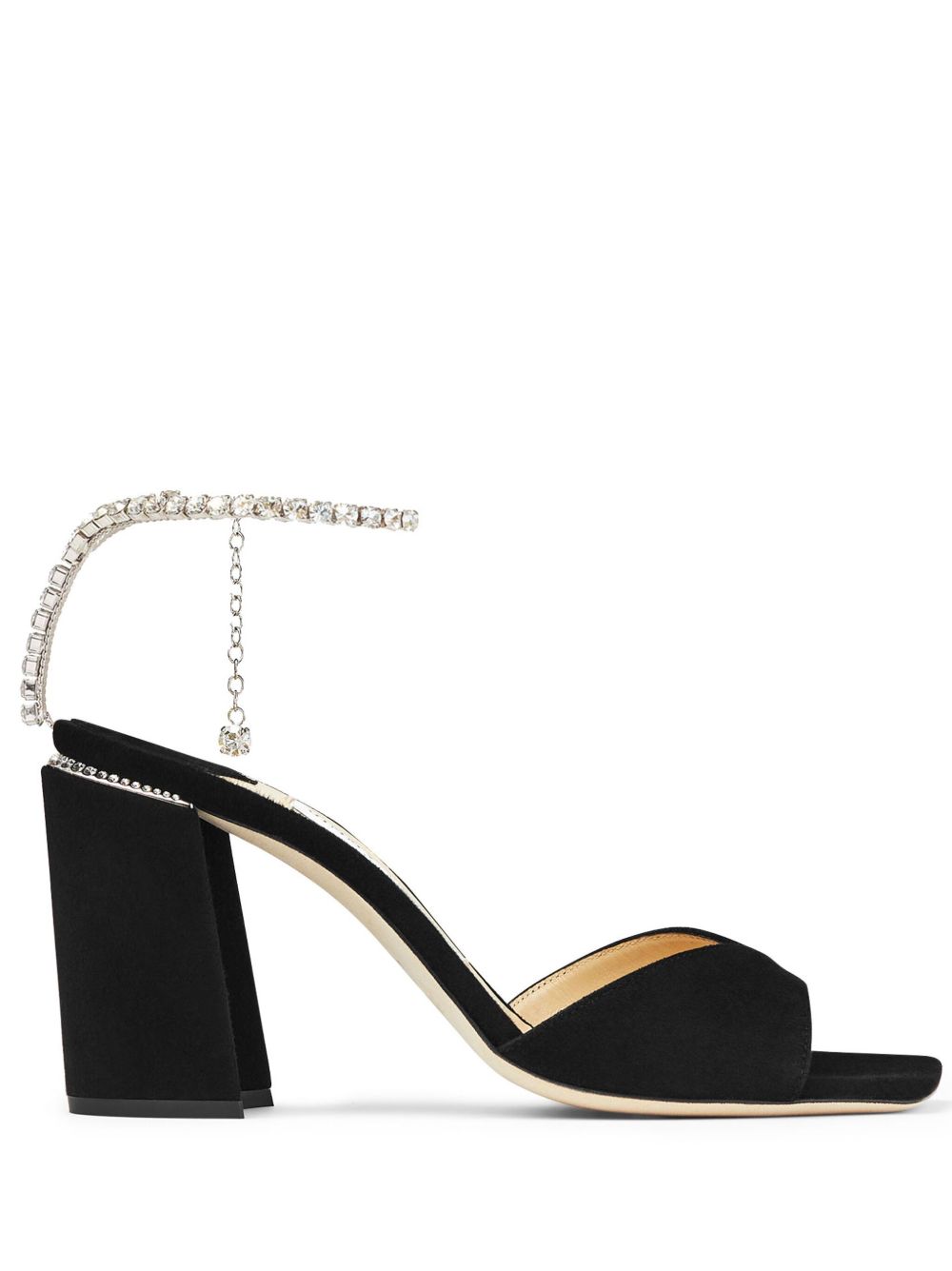 Jimmy Choo Saeda 晶饰袢带高跟凉鞋 - 黑色