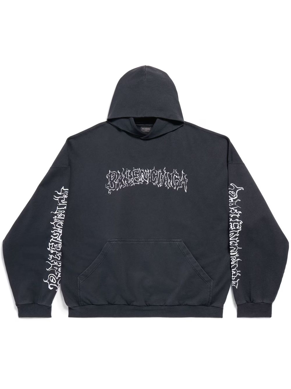 Balenciaga logo印花连帽衫 - 黑色
