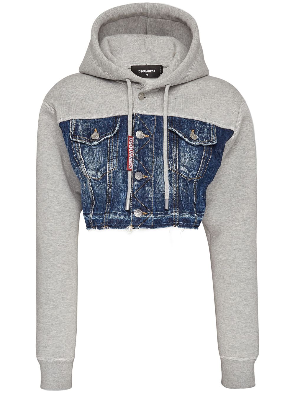 DSQUARED2 分层式设计棉连帽衫 - 蓝色