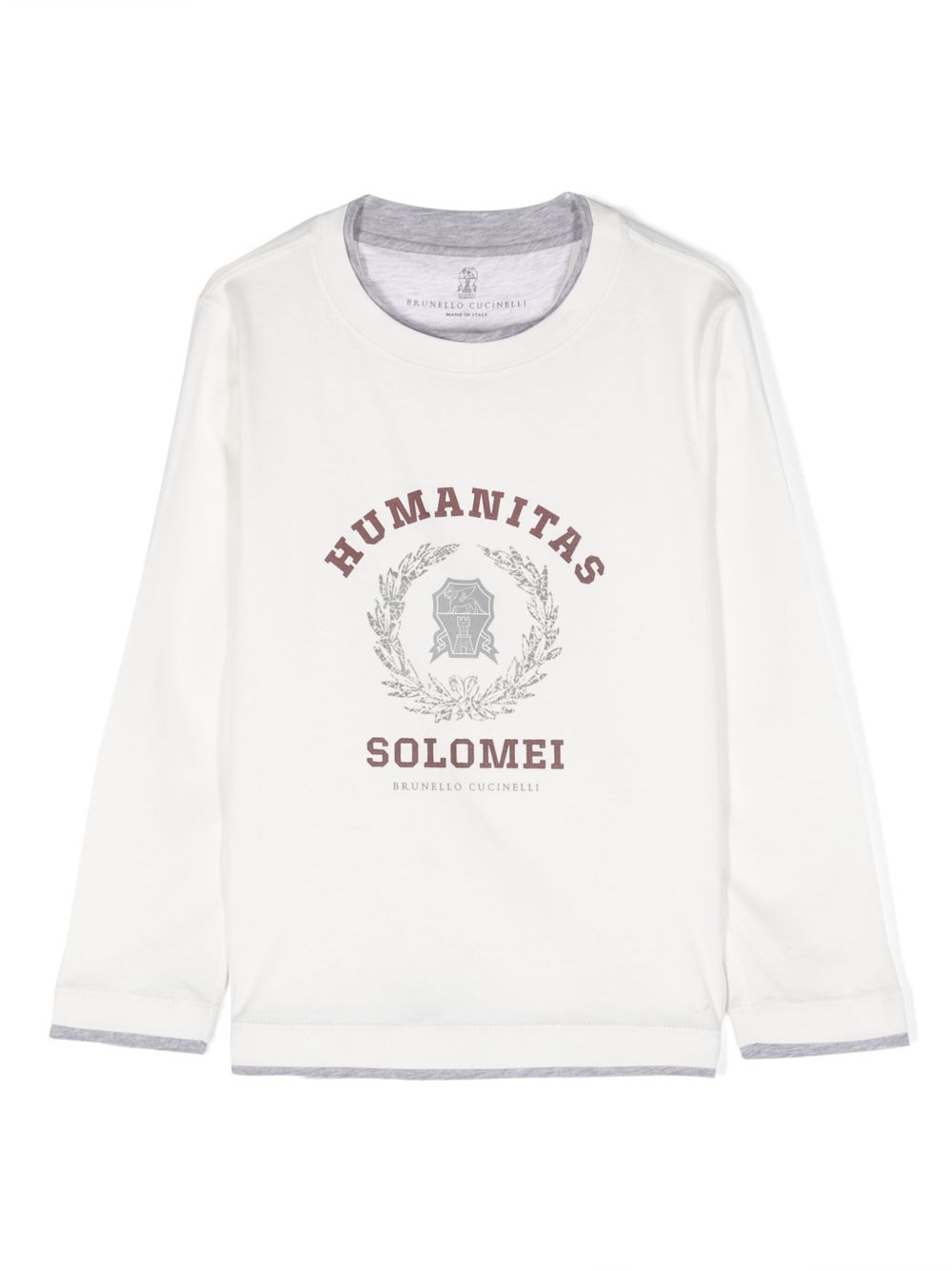 Brunello Cucinelli Kids 分层式logo印花T恤 - 白色