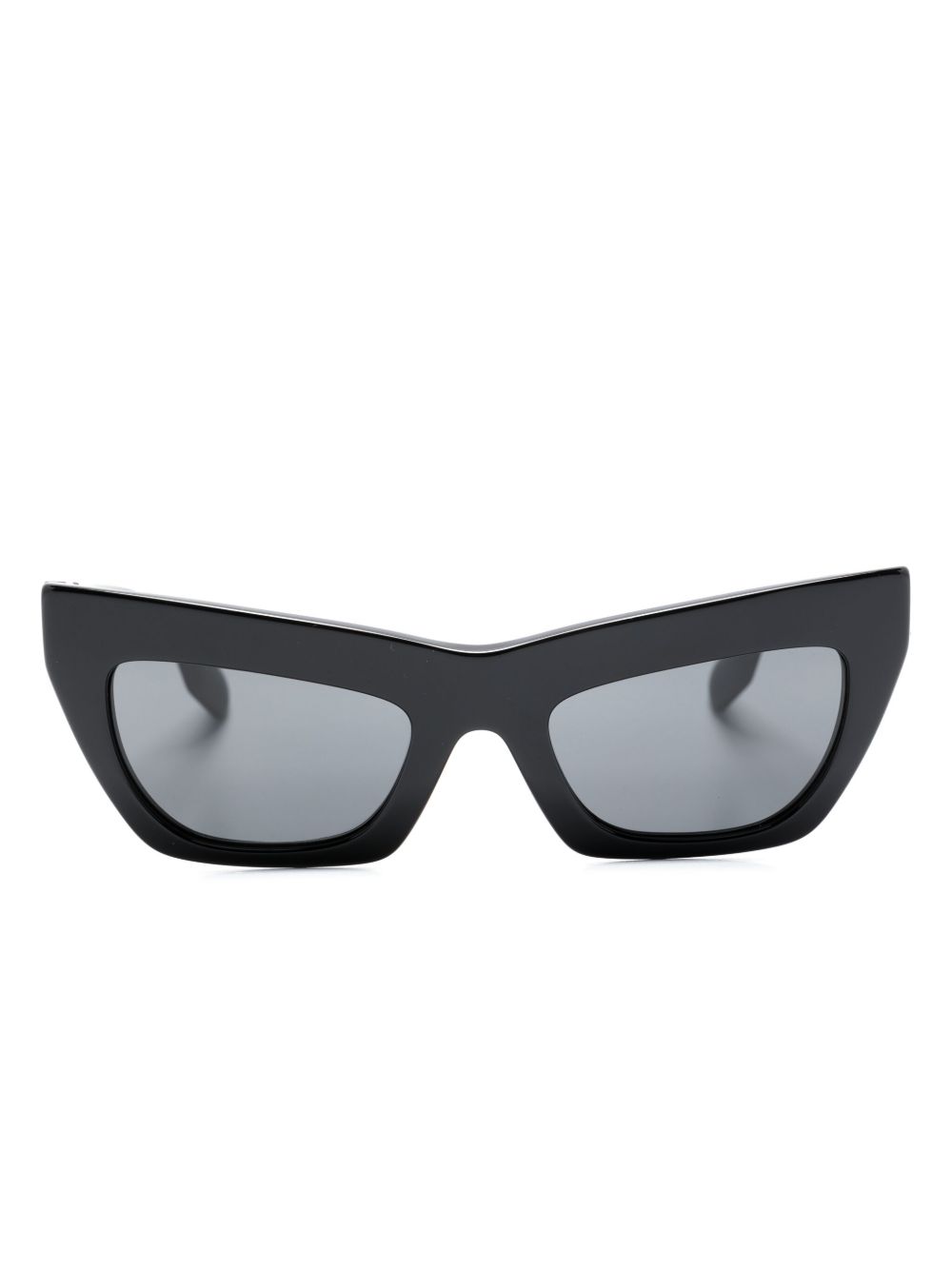 Burberry Eyewear logo标牌猫眼框有色镜片太阳眼镜 - 黑色