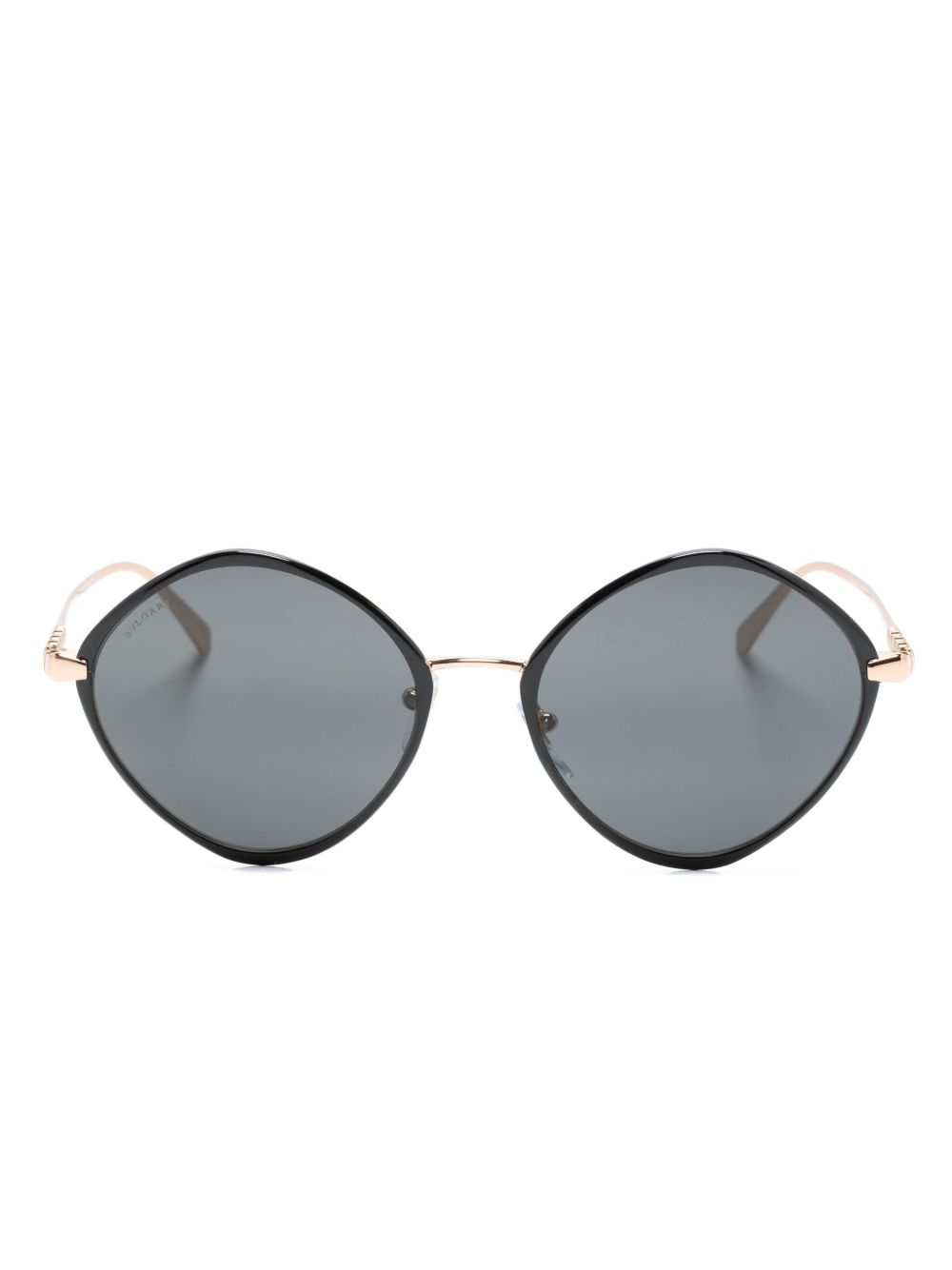 Bvlgari 几何镜框雕刻logo太阳眼镜 - 黑色