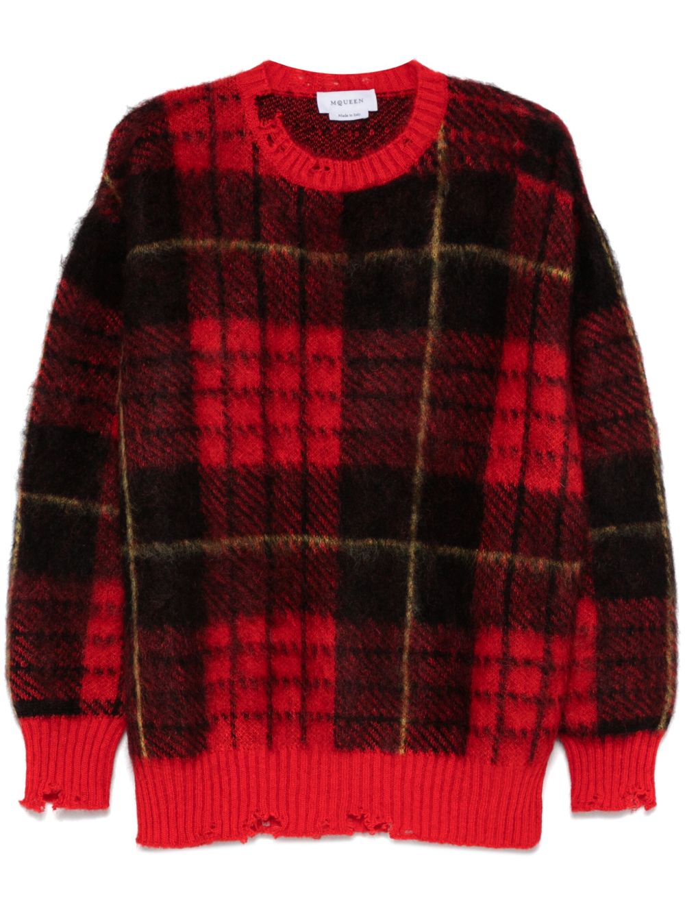 Alexander McQueen 格纹毛衣 - 红色