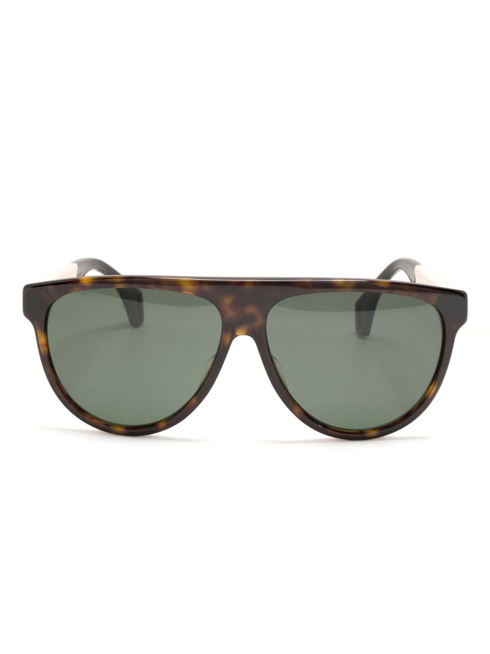 Gucci Eyewear 玳瑁纹效果飞行员镜框太阳眼镜 - 黑色