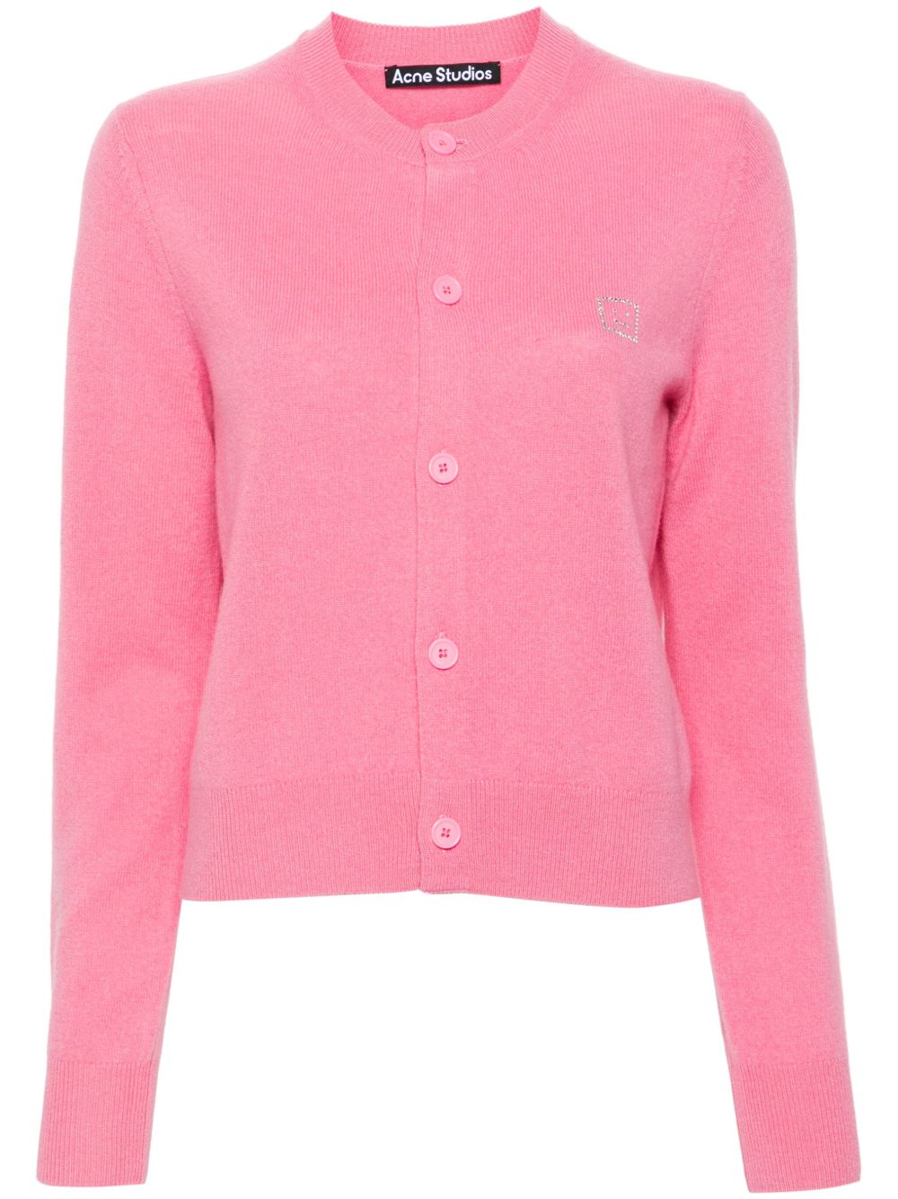 Acne Studios Face logo羊毛开衫 - 粉色