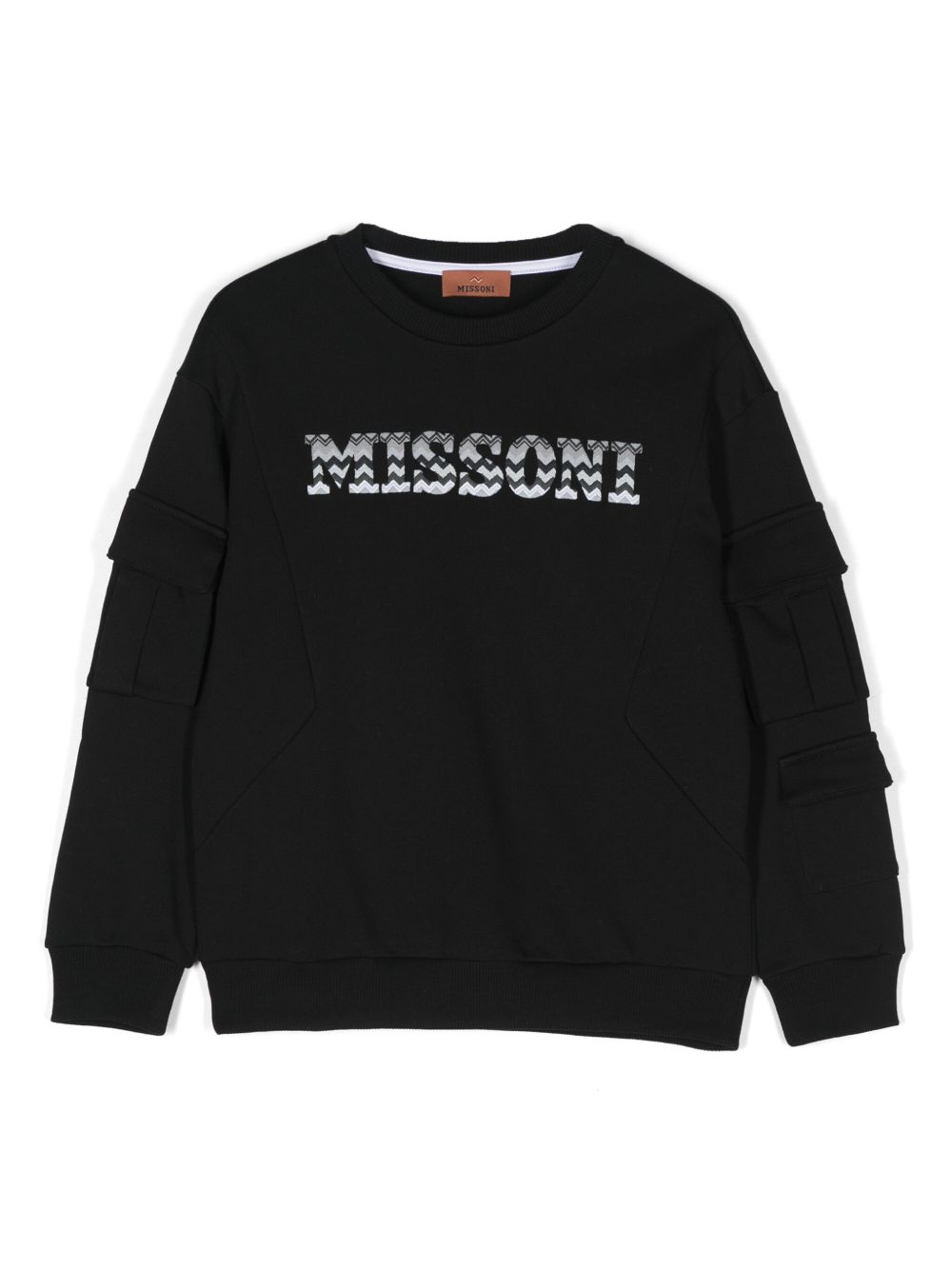 Missoni Kids logo刺绣卫衣 - 黑色
