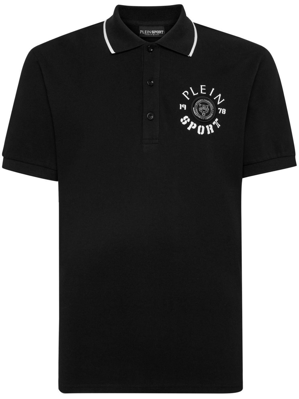 Plein Sport logo贴花棉polo衫 - 黑色