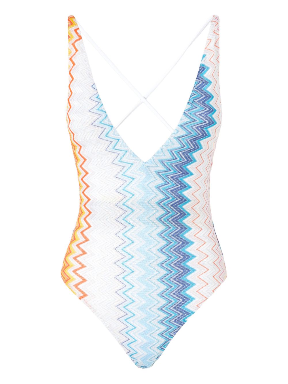 Missoni Z字形图案连体泳衣 - 白色