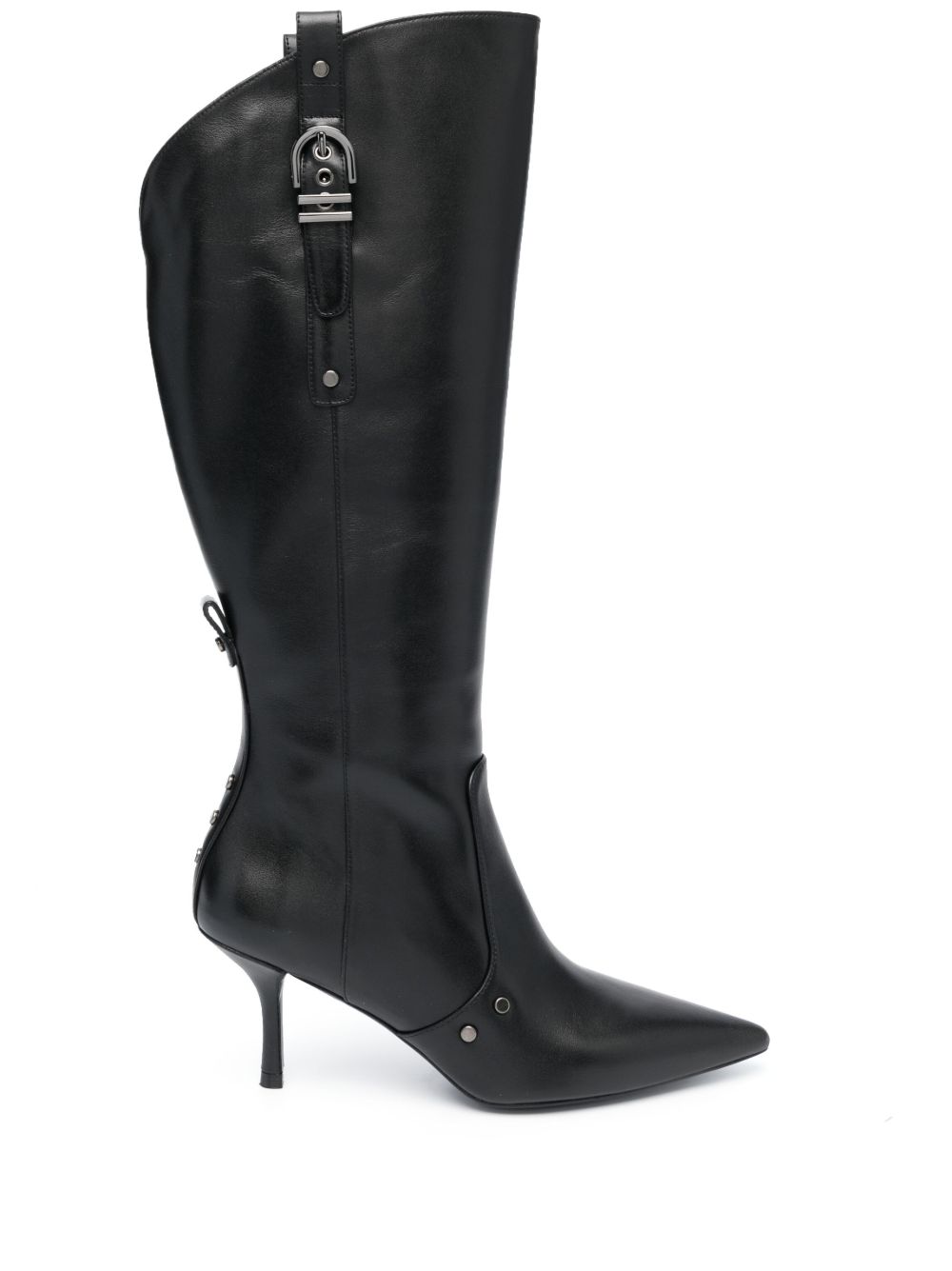 Stuart Weitzman 皮质过膝靴 - 黑色
