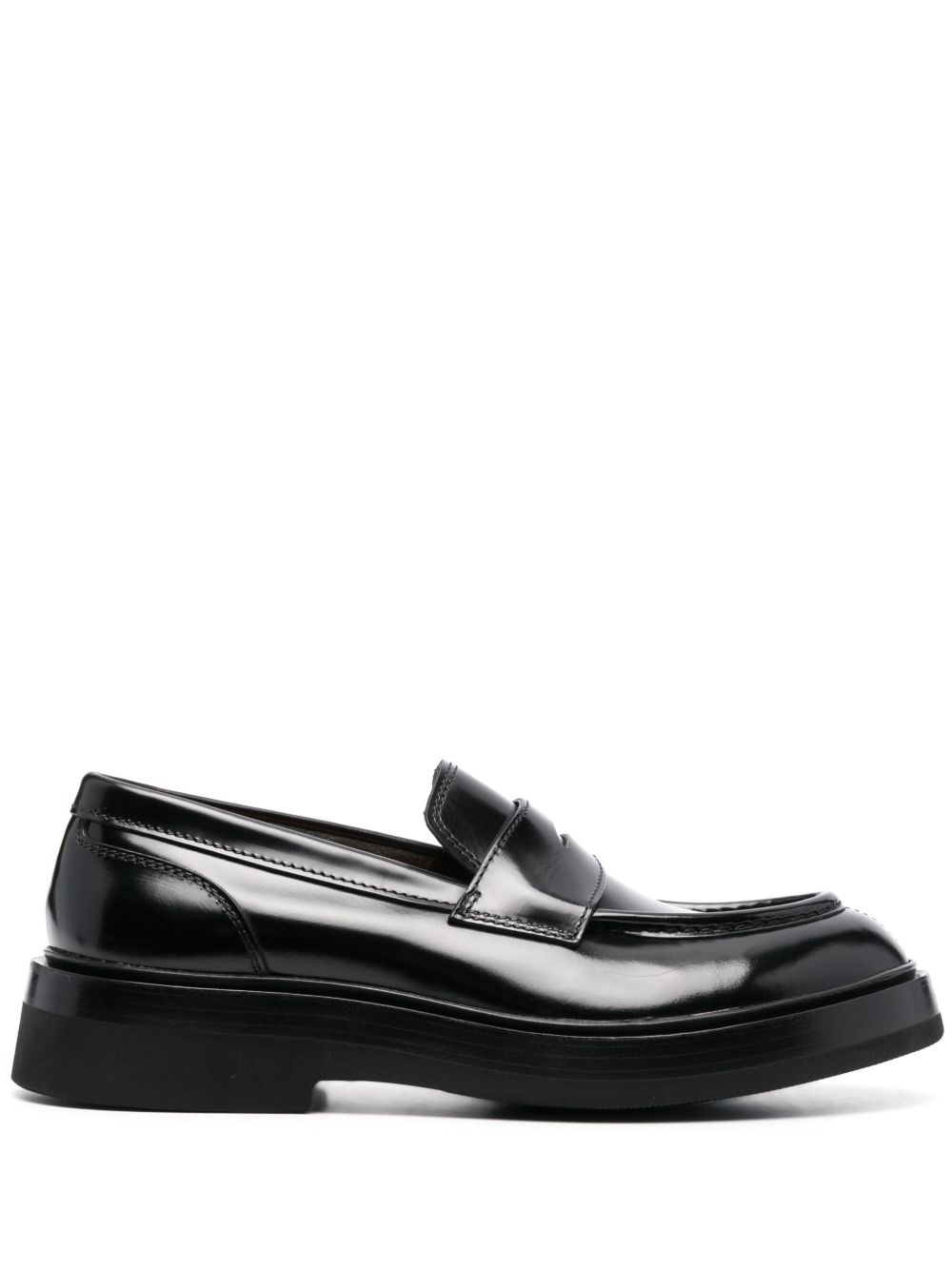 Santoni 漆皮乐福鞋 - 黑色