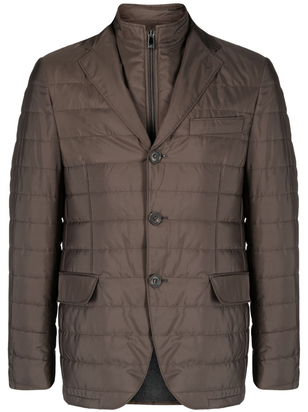 Corneliani 分层式填充西装夹克 - 褐色