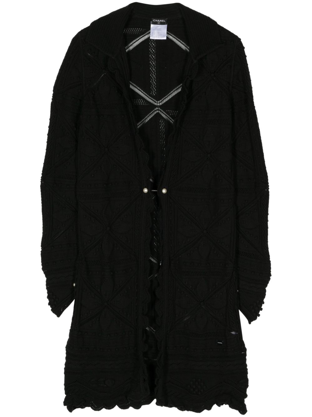 CHANEL Pre-Owned 珠饰纽扣棉开衫（2004年典藏款） - 黑色