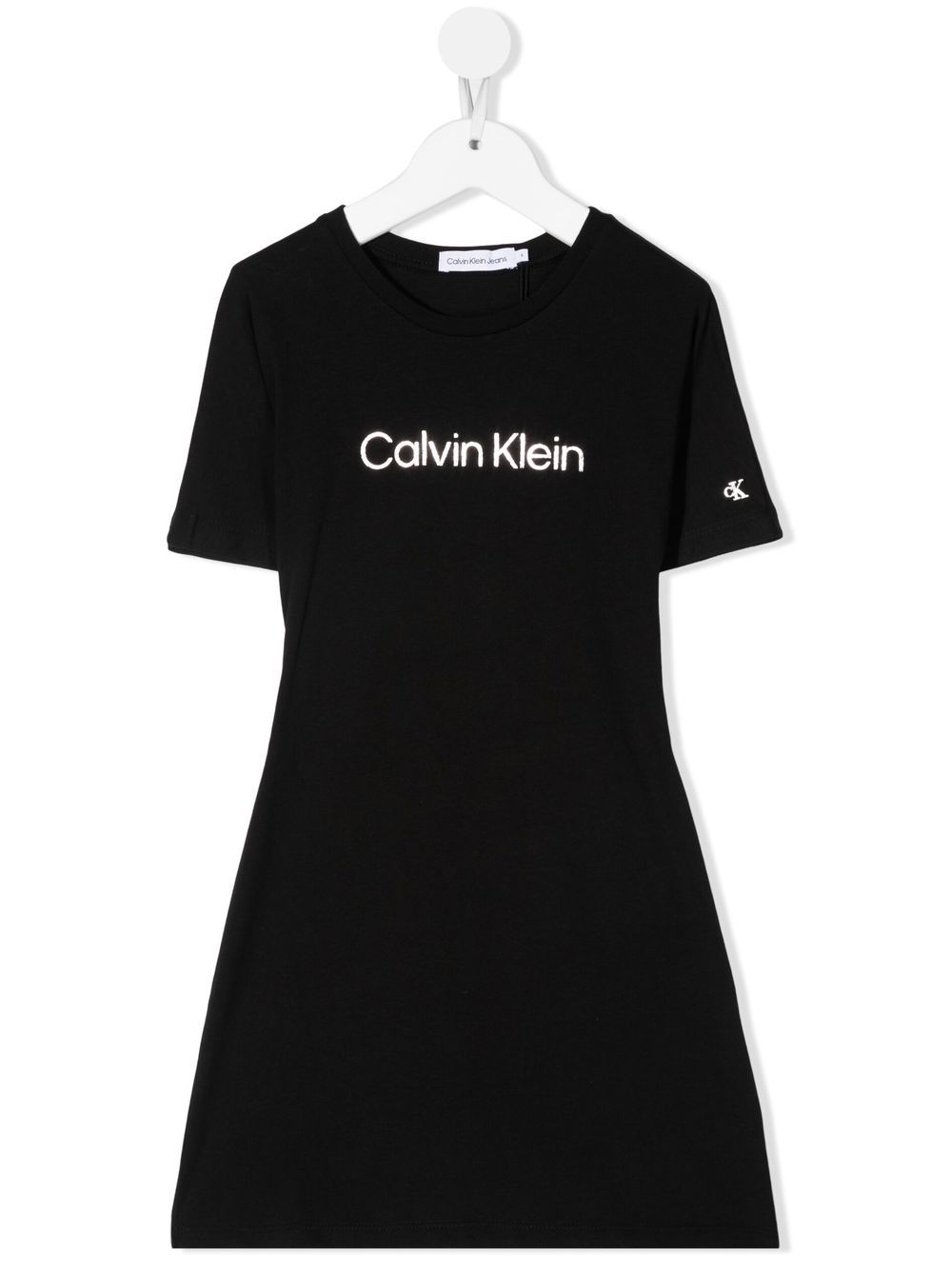 Calvin Klein Kids logo印花伞形连衣裙 - 黑色