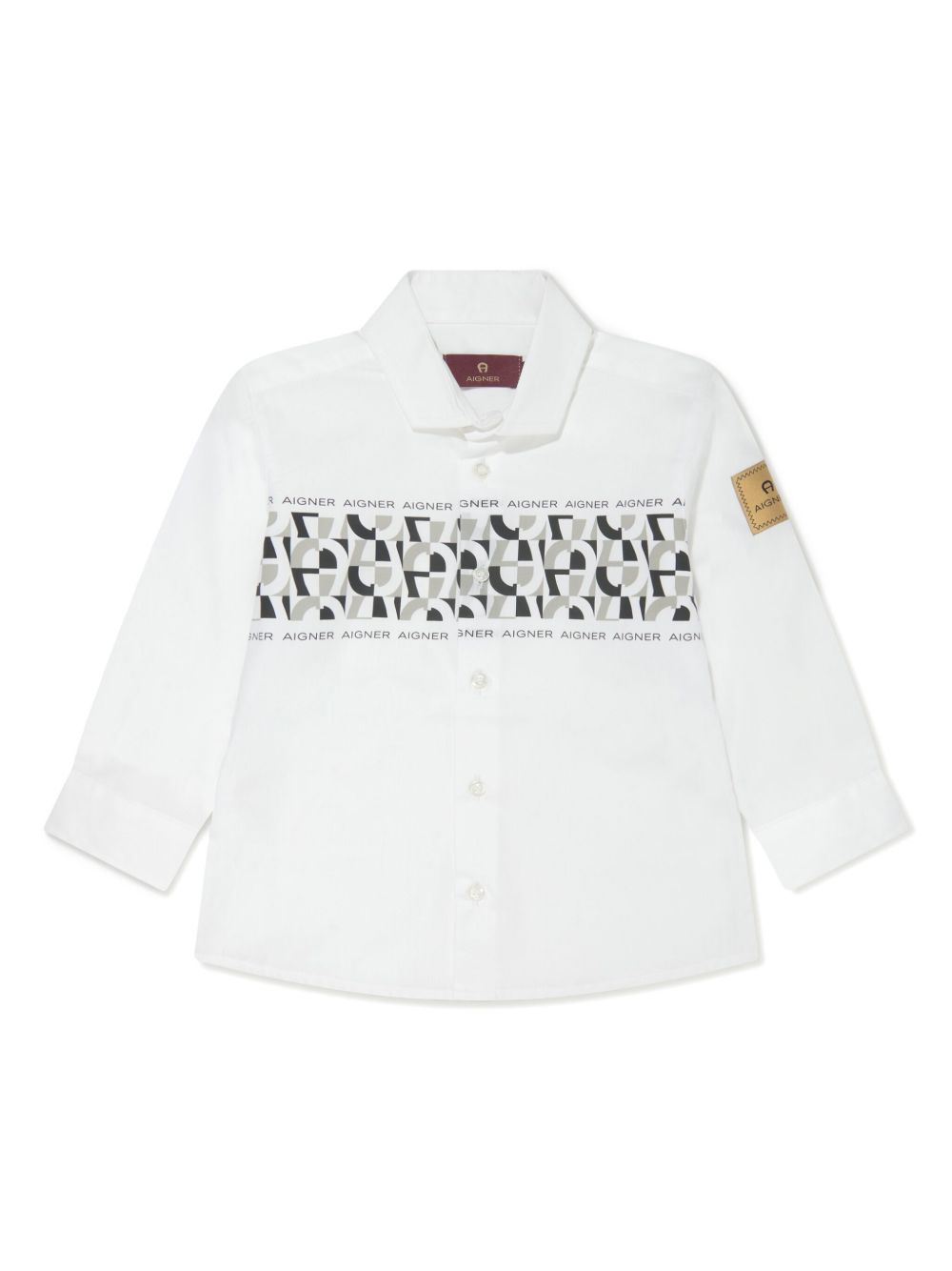 Aigner Kids logo印花棉衬衫 - 白色