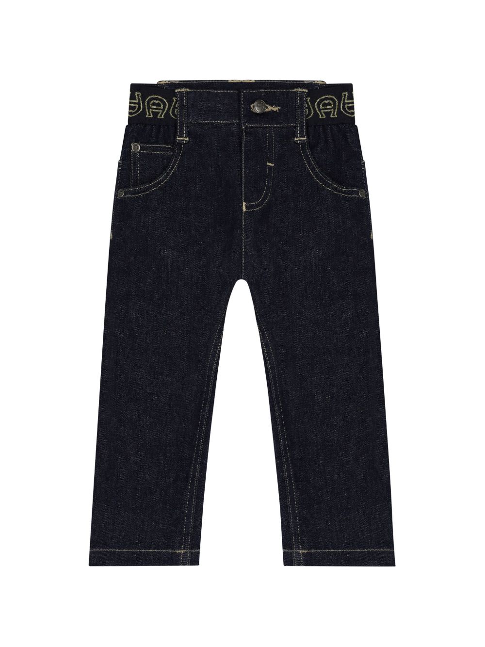 Aigner Kids logo刺绣牛仔裤 - 蓝色