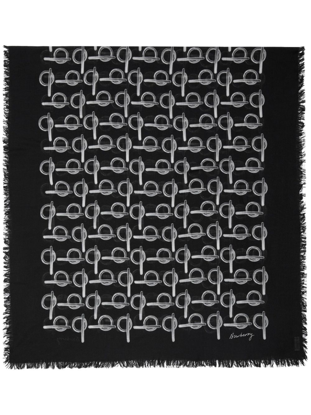 Burberry Skinny 双面B羊毛围巾 - 黑色