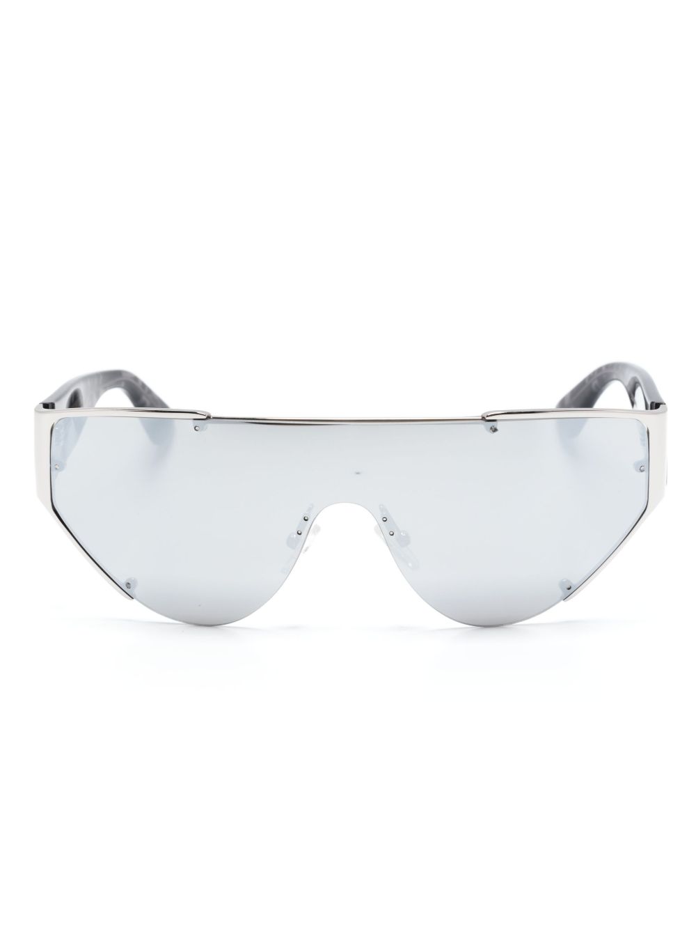 Alexander McQueen Eyewear 盾形镜面太阳眼镜 - 银色